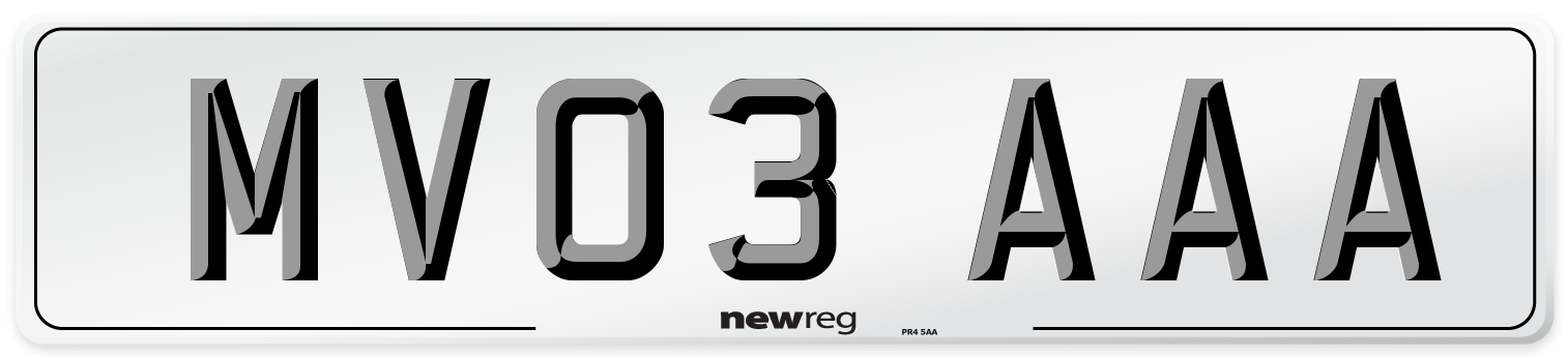 MV03 AAA Number Plate from New Reg